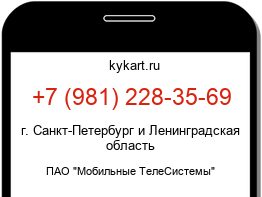 Информация о номере телефона +7 (981) 228-35-69: регион, оператор