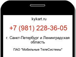 Информация о номере телефона +7 (981) 228-36-05: регион, оператор