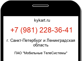 Информация о номере телефона +7 (981) 228-36-41: регион, оператор