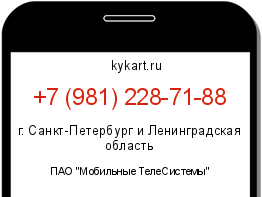Информация о номере телефона +7 (981) 228-71-88: регион, оператор