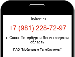 Информация о номере телефона +7 (981) 228-72-97: регион, оператор