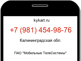 Информация о номере телефона +7 (981) 454-98-76: регион, оператор