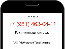Информация о номере телефона +7 (981) 463-04-11: регион, оператор
