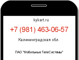 Информация о номере телефона +7 (981) 463-06-57: регион, оператор