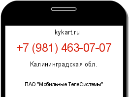 Информация о номере телефона +7 (981) 463-07-07: регион, оператор