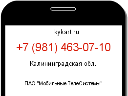 Информация о номере телефона +7 (981) 463-07-10: регион, оператор