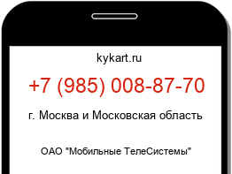 Информация о номере телефона +7 (985) 008-87-70: регион, оператор