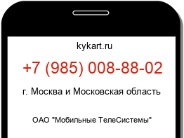 Информация о номере телефона +7 (985) 008-88-02: регион, оператор