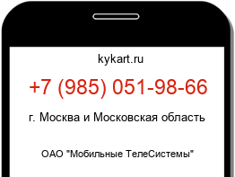 Информация о номере телефона +7 (985) 051-98-66: регион, оператор