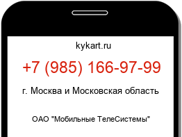 Информация о номере телефона +7 (985) 166-97-99: регион, оператор