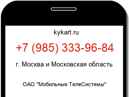 Информация о номере телефона +7 (985) 333-96-84: регион, оператор