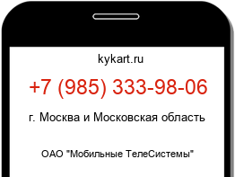 Информация о номере телефона +7 (985) 333-98-06: регион, оператор