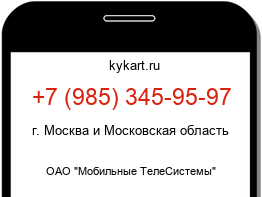Информация о номере телефона +7 (985) 345-95-97: регион, оператор
