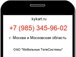 Информация о номере телефона +7 (985) 345-96-02: регион, оператор