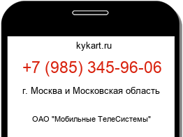 Информация о номере телефона +7 (985) 345-96-06: регион, оператор
