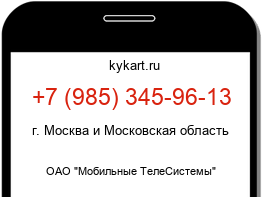 Информация о номере телефона +7 (985) 345-96-13: регион, оператор