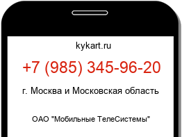 Информация о номере телефона +7 (985) 345-96-20: регион, оператор