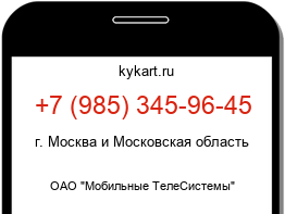 Информация о номере телефона +7 (985) 345-96-45: регион, оператор