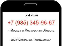 Информация о номере телефона +7 (985) 345-96-67: регион, оператор