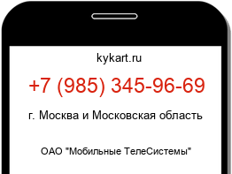 Информация о номере телефона +7 (985) 345-96-69: регион, оператор