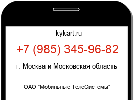 Информация о номере телефона +7 (985) 345-96-82: регион, оператор