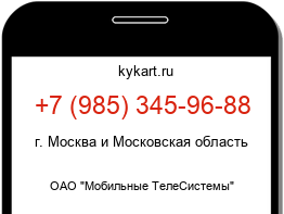 Информация о номере телефона +7 (985) 345-96-88: регион, оператор
