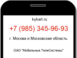 Информация о номере телефона +7 (985) 345-96-93: регион, оператор