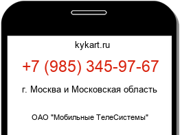 Информация о номере телефона +7 (985) 345-97-67: регион, оператор