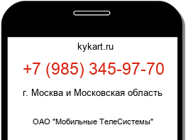 Информация о номере телефона +7 (985) 345-97-70: регион, оператор