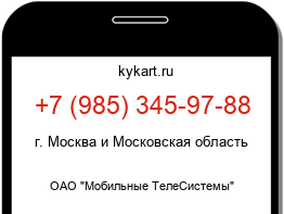 Информация о номере телефона +7 (985) 345-97-88: регион, оператор