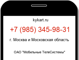 Информация о номере телефона +7 (985) 345-98-31: регион, оператор