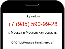 Информация о номере телефона +7 (985) 590-99-28: регион, оператор