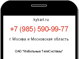 Информация о номере телефона +7 (985) 590-99-77: регион, оператор