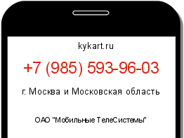 Информация о номере телефона +7 (985) 593-96-03: регион, оператор