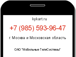 Информация о номере телефона +7 (985) 593-96-47: регион, оператор
