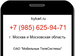 Информация о номере телефона +7 (985) 625-94-71: регион, оператор
