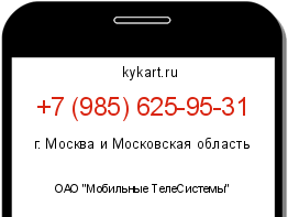 Информация о номере телефона +7 (985) 625-95-31: регион, оператор