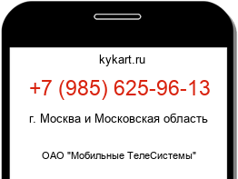 Информация о номере телефона +7 (985) 625-96-13: регион, оператор