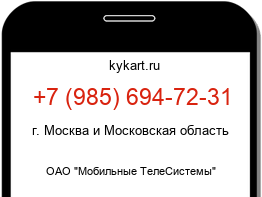 Информация о номере телефона +7 (985) 694-72-31: регион, оператор