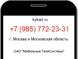 Информация о номере телефона +7 (985) 772-23-31: регион, оператор
