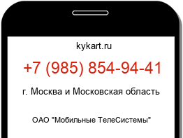 Информация о номере телефона +7 (985) 854-94-41: регион, оператор