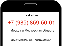 Информация о номере телефона +7 (985) 859-50-01: регион, оператор