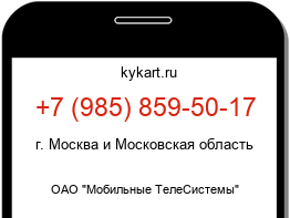 Информация о номере телефона +7 (985) 859-50-17: регион, оператор