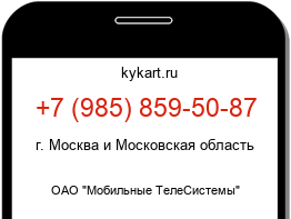 Информация о номере телефона +7 (985) 859-50-87: регион, оператор