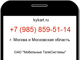 Информация о номере телефона +7 (985) 859-51-14: регион, оператор
