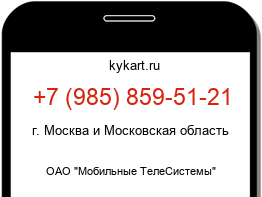 Информация о номере телефона +7 (985) 859-51-21: регион, оператор