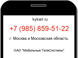 Информация о номере телефона +7 (985) 859-51-22: регион, оператор