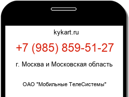 Информация о номере телефона +7 (985) 859-51-27: регион, оператор