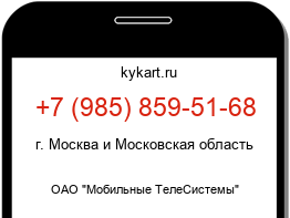 Информация о номере телефона +7 (985) 859-51-68: регион, оператор