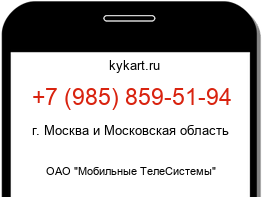 Информация о номере телефона +7 (985) 859-51-94: регион, оператор